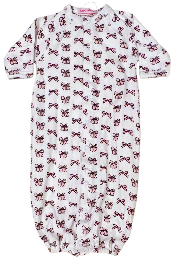 Baby Steps Pink Bow Conv Gown NB