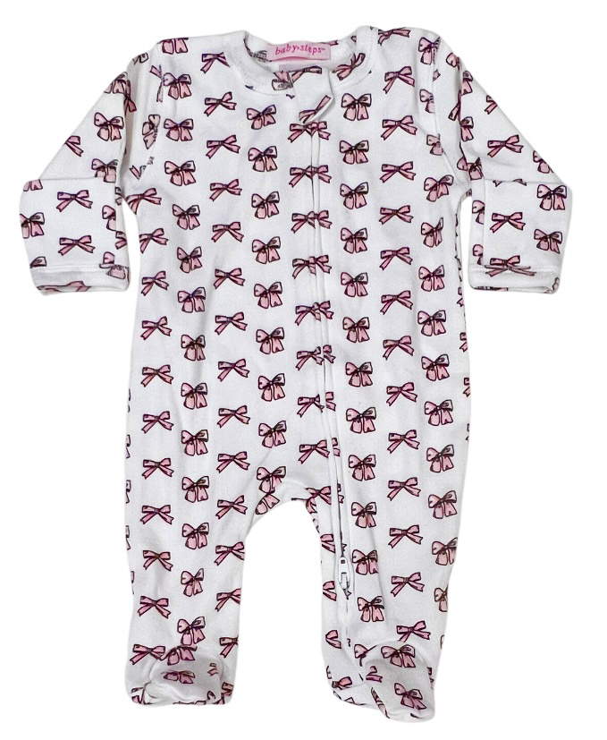 Baby Steps Pink Bow Footie