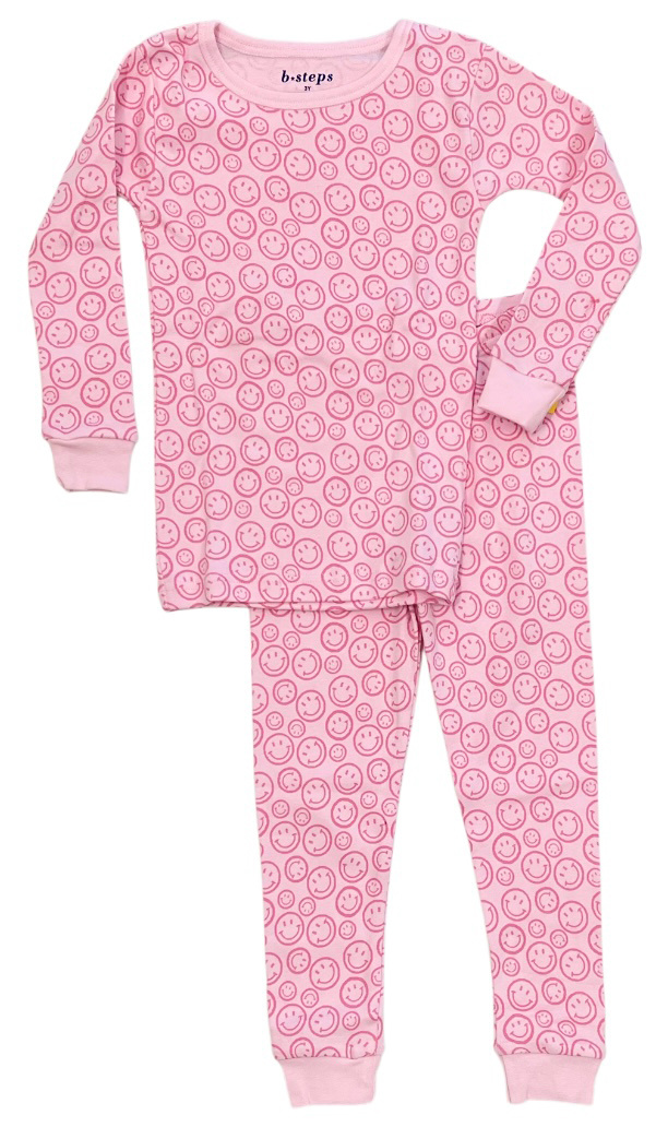 Baby Steps  Pink Chalk Smileys Infant PJ Set