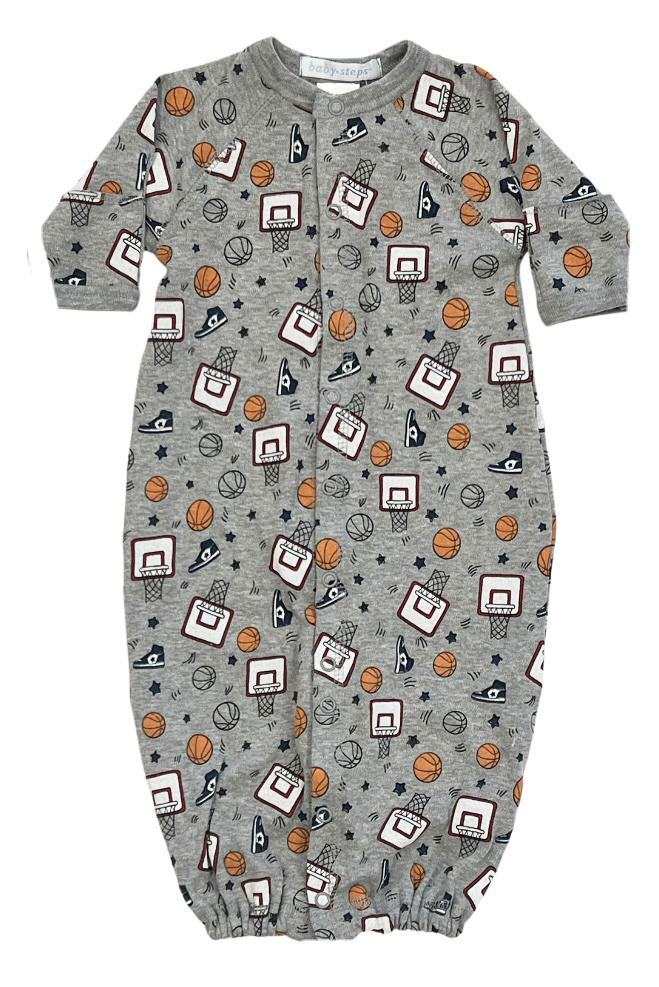 Baby Steps Heather Basketball Conv Gown NB