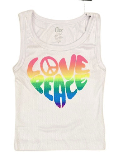 FBZ Neon Heart Peace Love Ribbed Tank Top