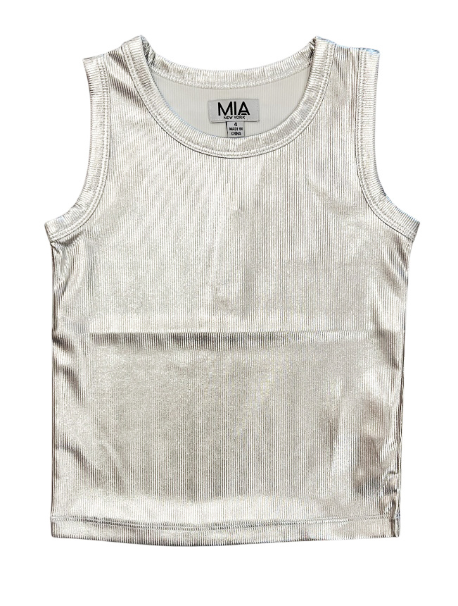 MIA New York Silver Ribbed Tank Top