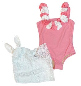 Shade Critters Coral Floral Swimsuit w/Sarong
