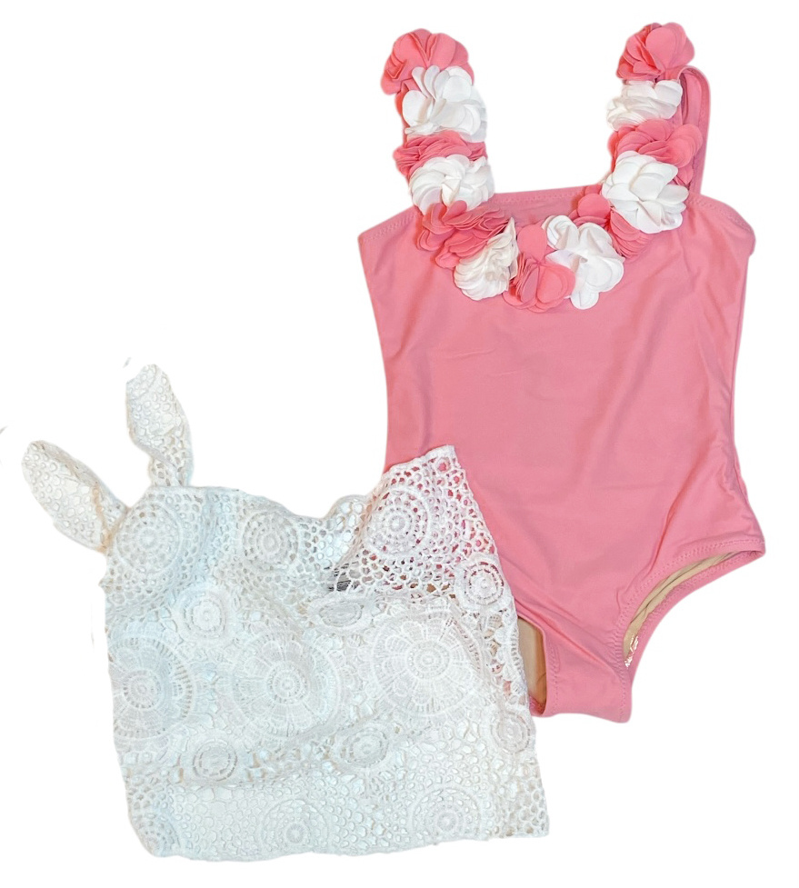 Shade Critters Coral Floral Swimsuit w/Sarong