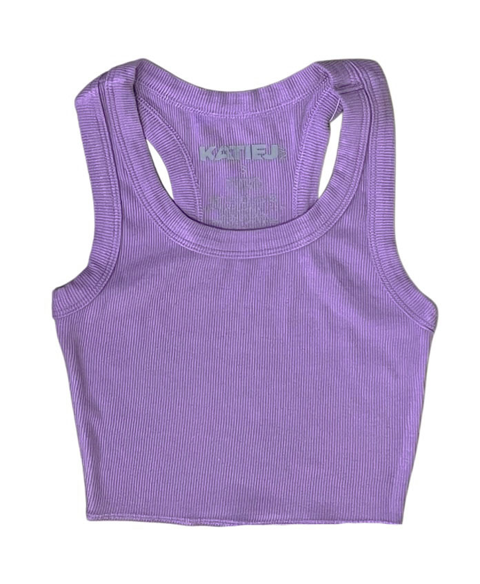 KatieJ NYC So Violet Crop Ribbed Tank