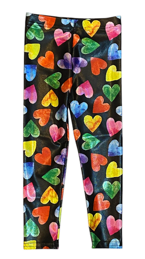 Dori  Multi Hearts Blk Lame Infant Legging
