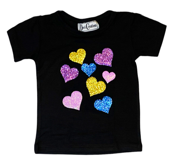 Dori Multi Hearts Glitz Blk Infant Top