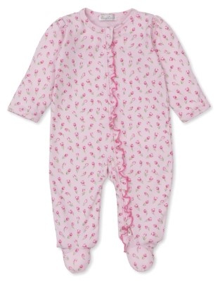 Kissy Kissy Pink Tulip Blossoms Ruffle Zip Footie