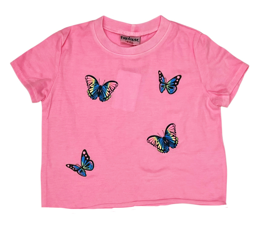 Firehouse Neon Pink Butterflies SS Tee