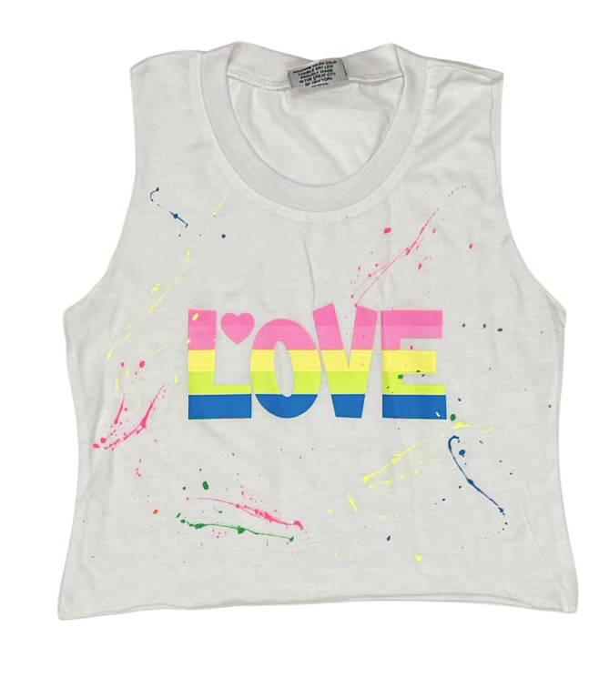 Firehouse Wht LOVE Splatter Tank Top
