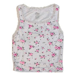FBZ Wht Liberty Floral Lace Edge Tank Top