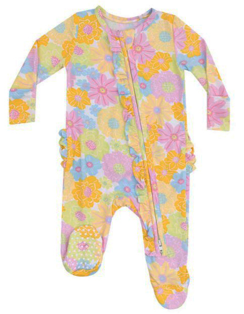 Angel Dear Sunny Dahlias Ruffle Zip Footie