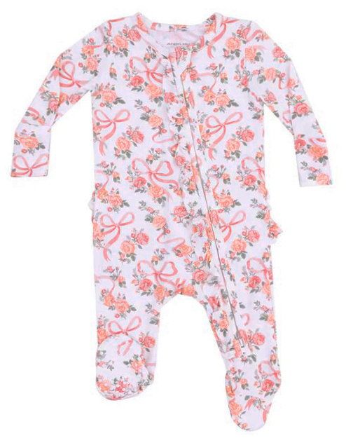 Angel Dear Ribbon Floral Ruffle Zip Footie