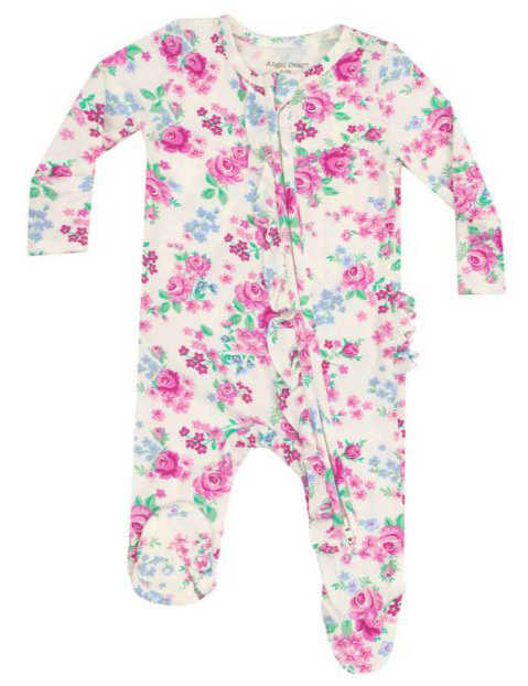 Angel Dear Cute Roses Zip Ruffle Footie