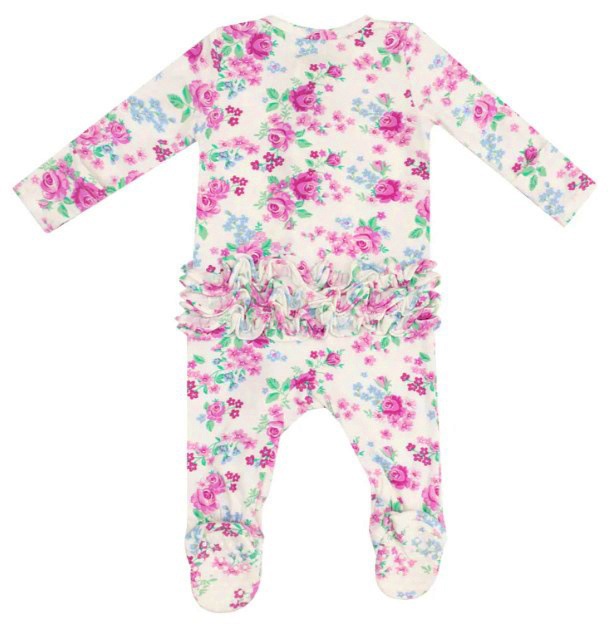Angel Dear Cute Roses Zip Ruffle Footie