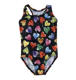 Dori Multi Hearts Blk Lame Swimsuit