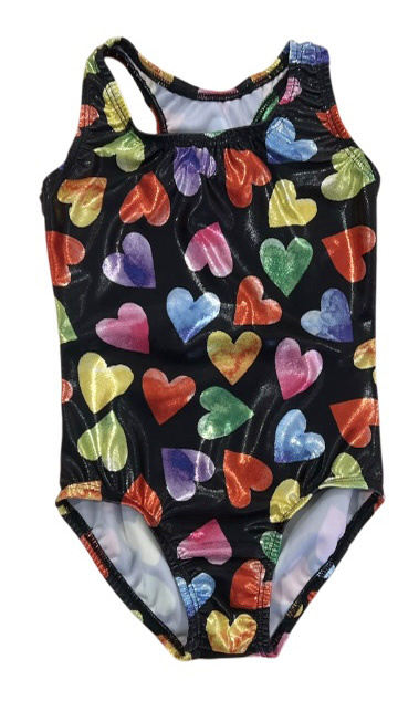 Dori Multi Hearts Blk Lame Swimsuit