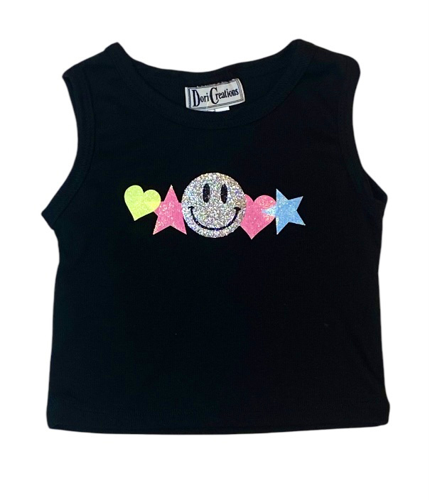 Dori Glitter Smile/Hearts/Stars Rib SS Tank
