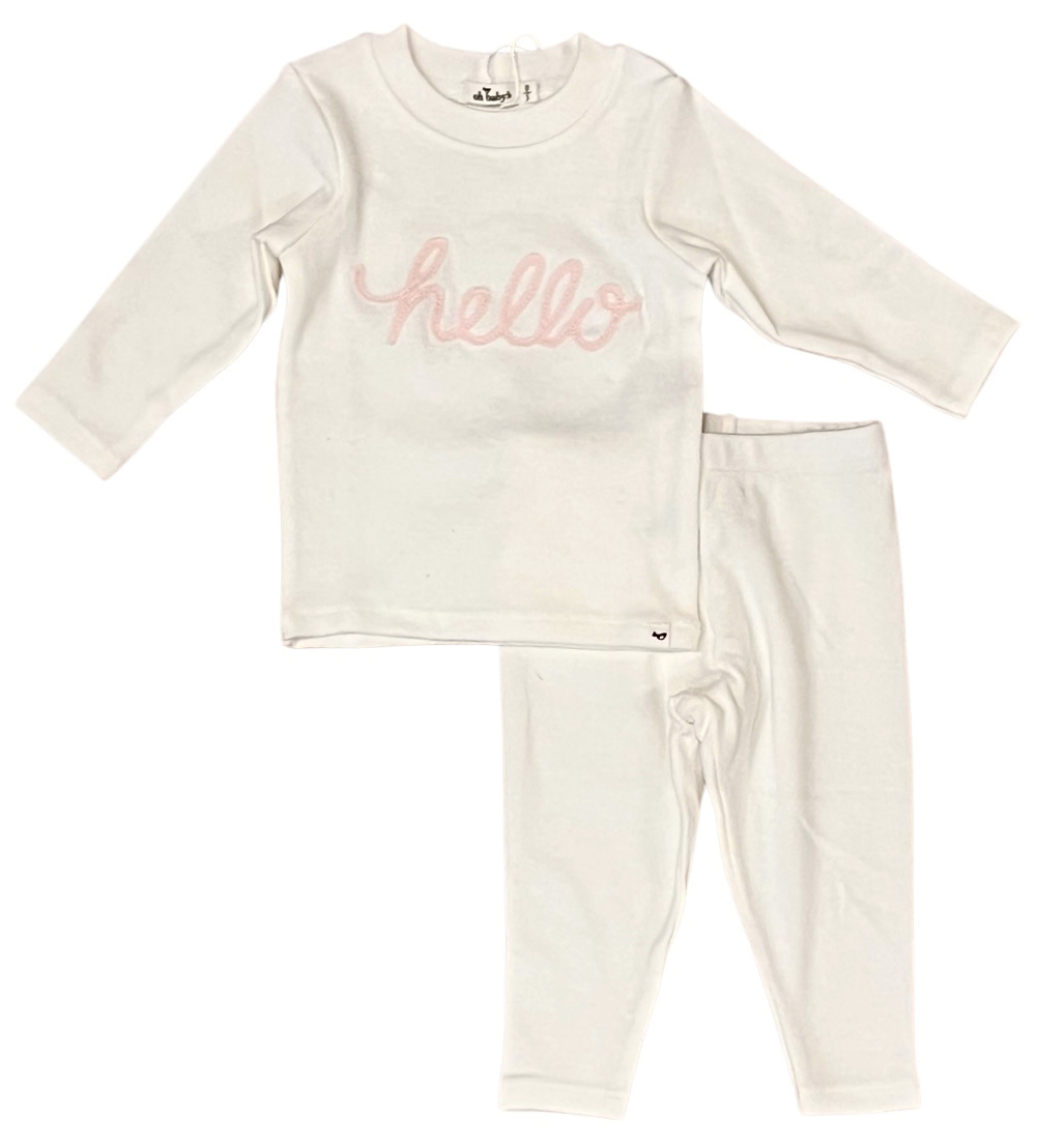 Oh Baby Cream/Pink Hello 2 pc Set