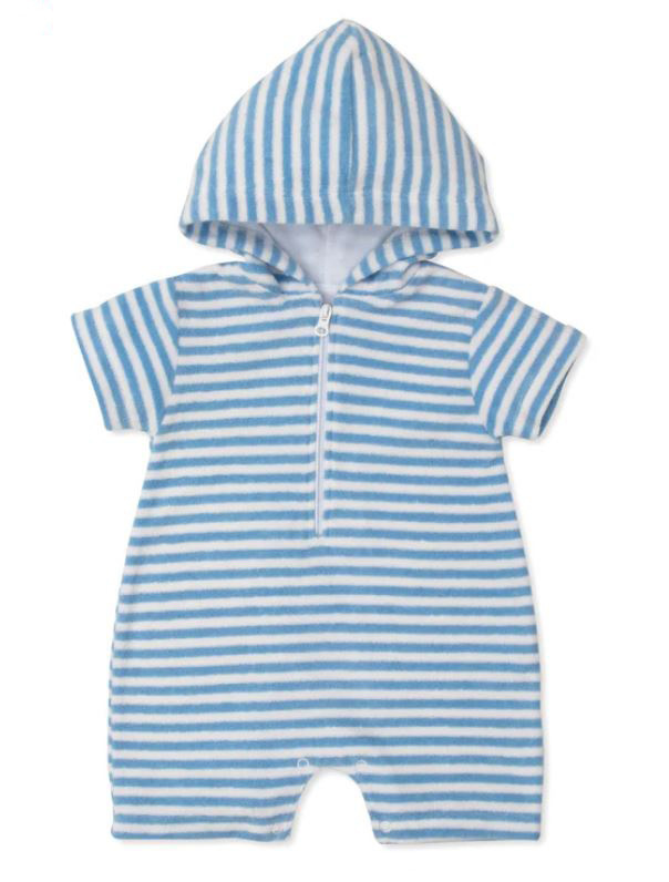 Kissy Kissy Blue Cabana Stripes Terry Romper