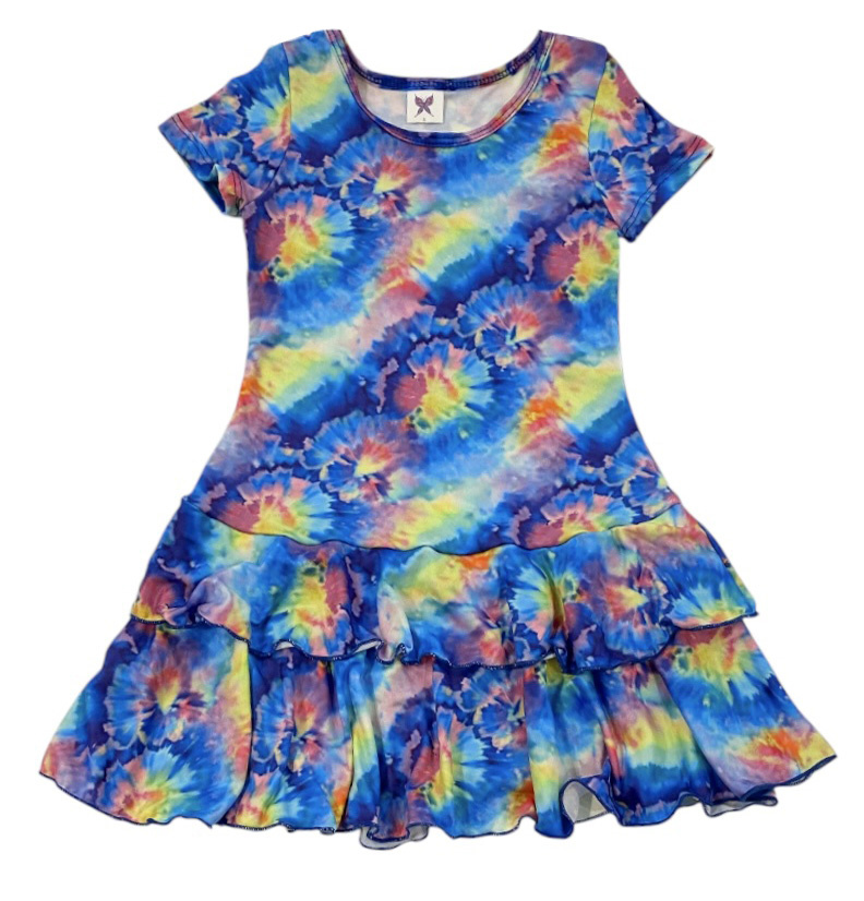 Social ButterflyTie Dye Ruffle Dress