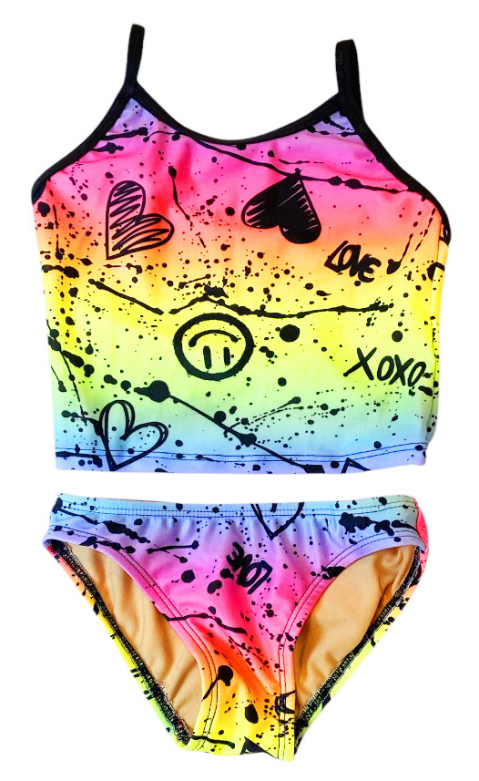 Cruz Neon Graffiti Inf Tankini Swimsuit
