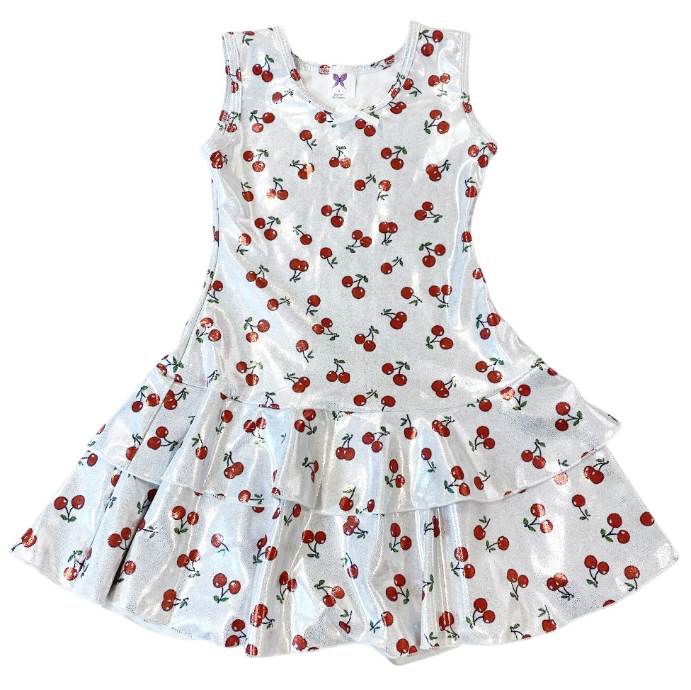 Social Butterfly Cherries Lame Inf. Ruffle Dress