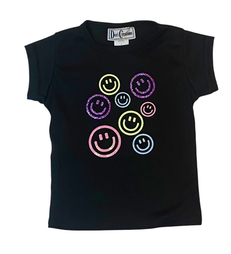 Dori Black Multi Smiles SS Infant Tee