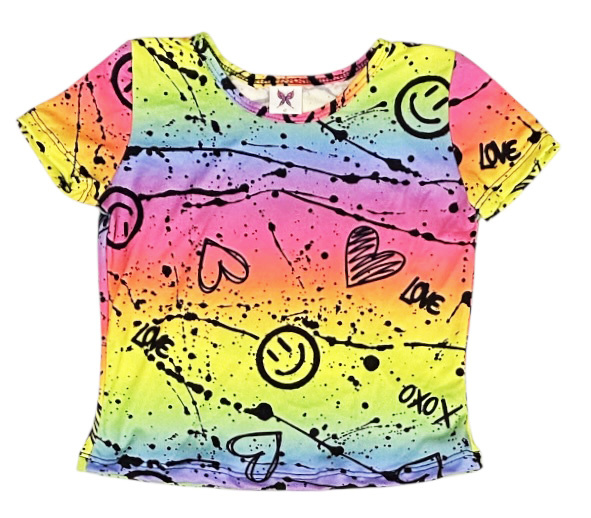 Social Butterfly Neon Graffiti Top