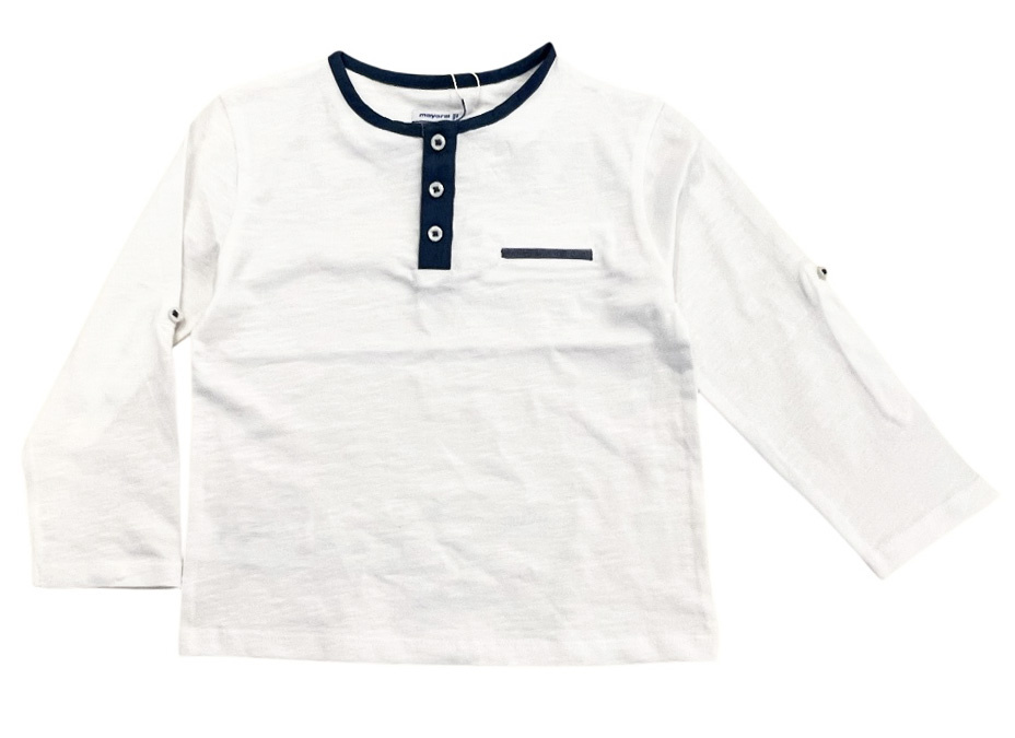 Mayoral White/Denim Trim Henley