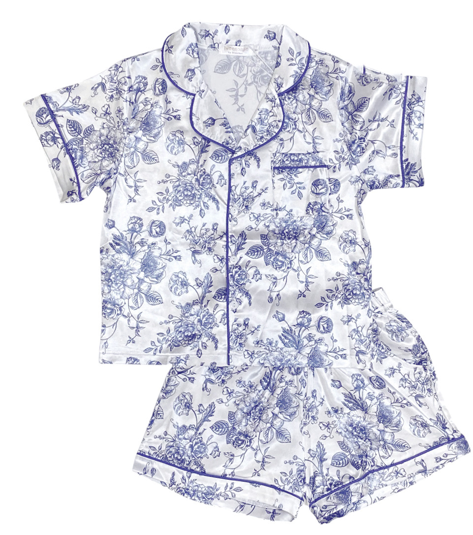 Tweenstyle Blue Toile Poly/Silk Lounge Set