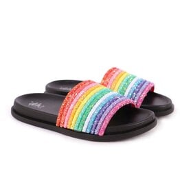 Lola and the Boys Black Glitter Rainbow Slides