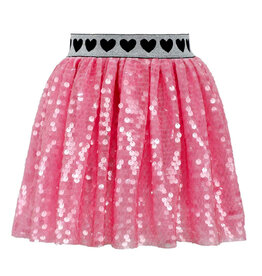 Lola and the Boys Pink Sequin Heart Trim Skirt