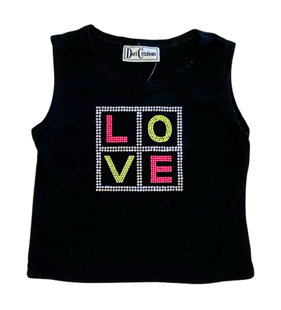 Dori Blk Ribbed Love Square Tank Top