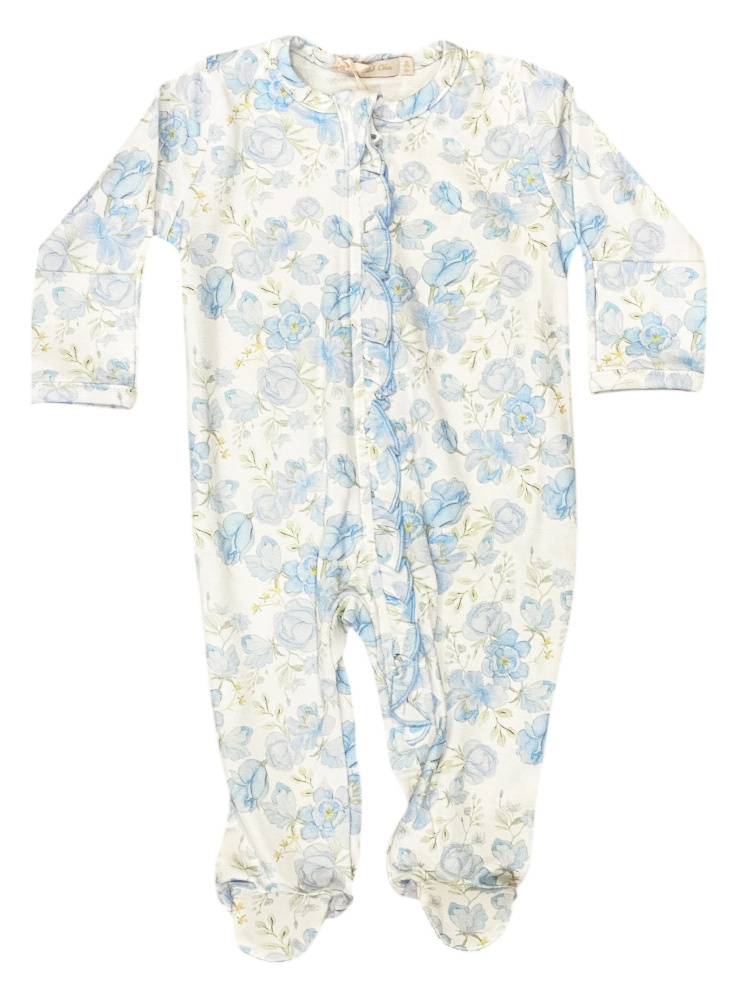 Baby Club Blue Spring Floral Ruffle Footie