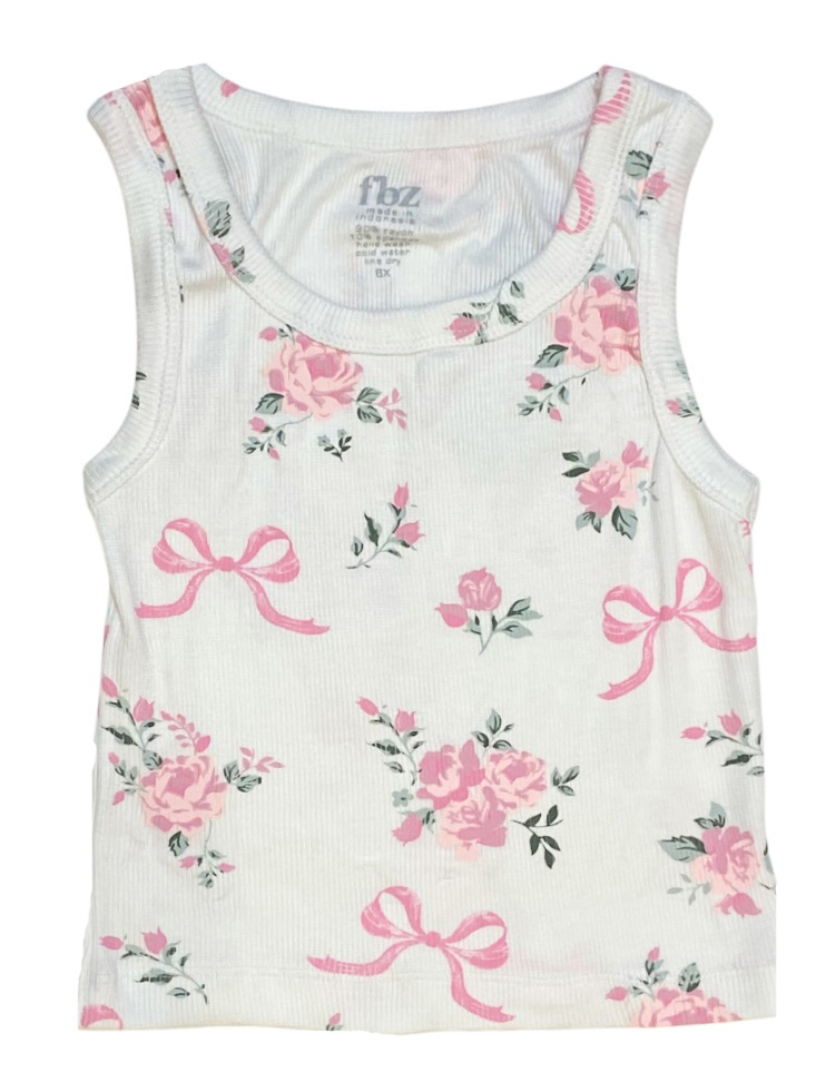 FBZ Rose Bow Ribbed Tank Top