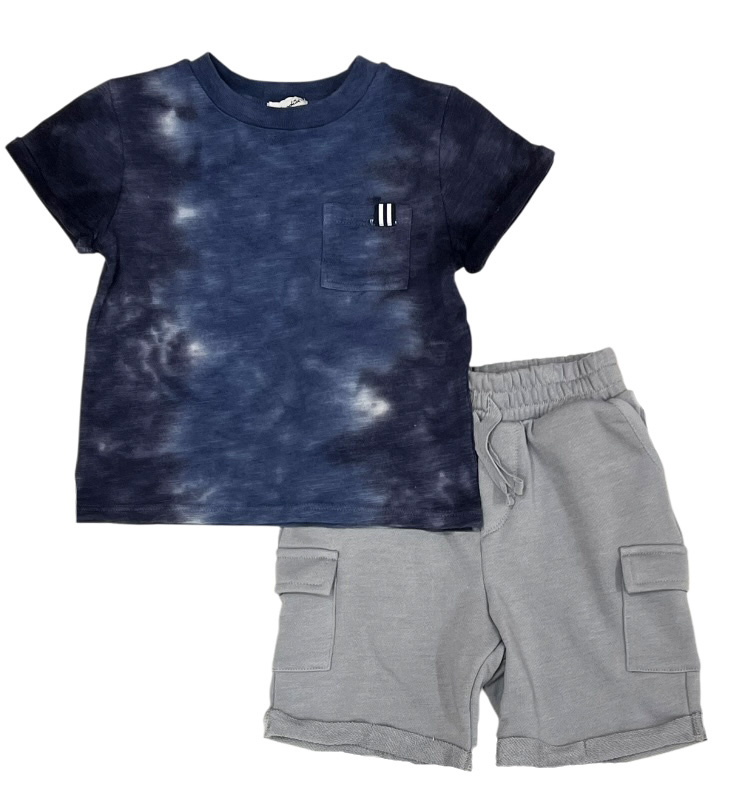 Splendid Tie Dye w Grey Infant Short Set
