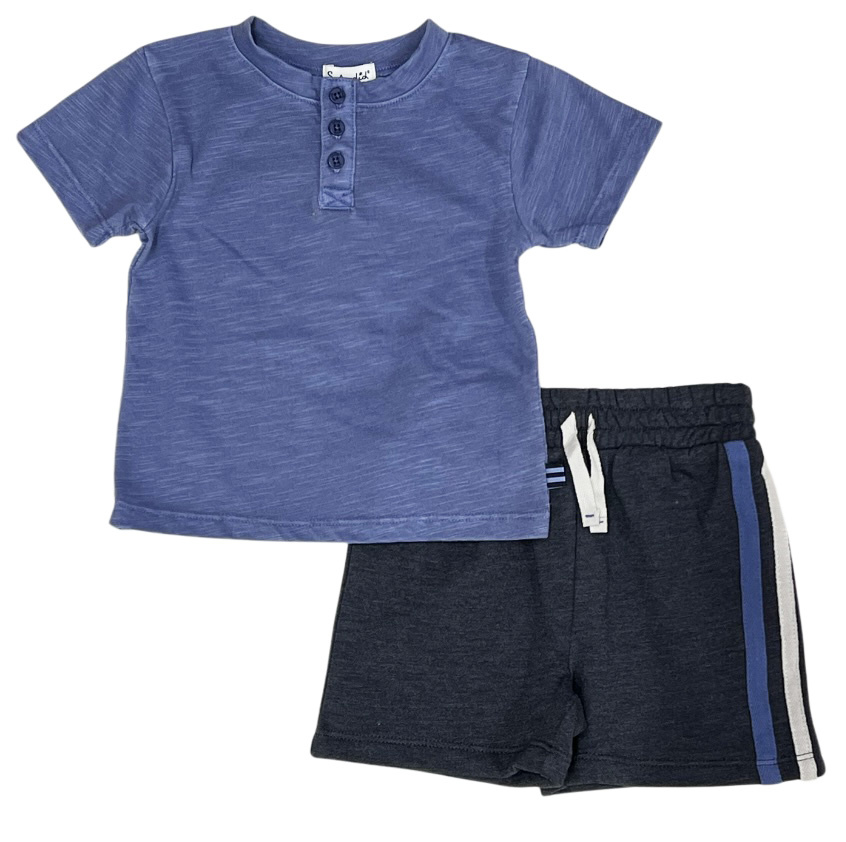 Splendid Blue Henley Infant Short Set