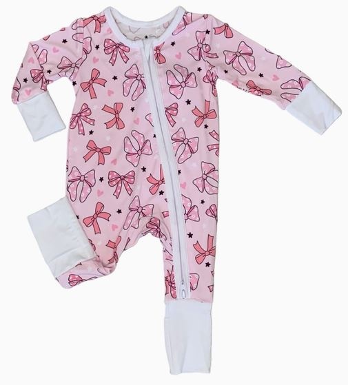 Little Starbeams Pink Bows Flip Footie