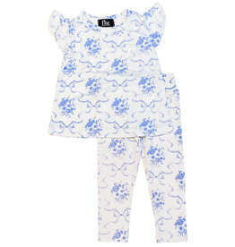 FBZ Blue Ribbon Floral Toddler Legging Set