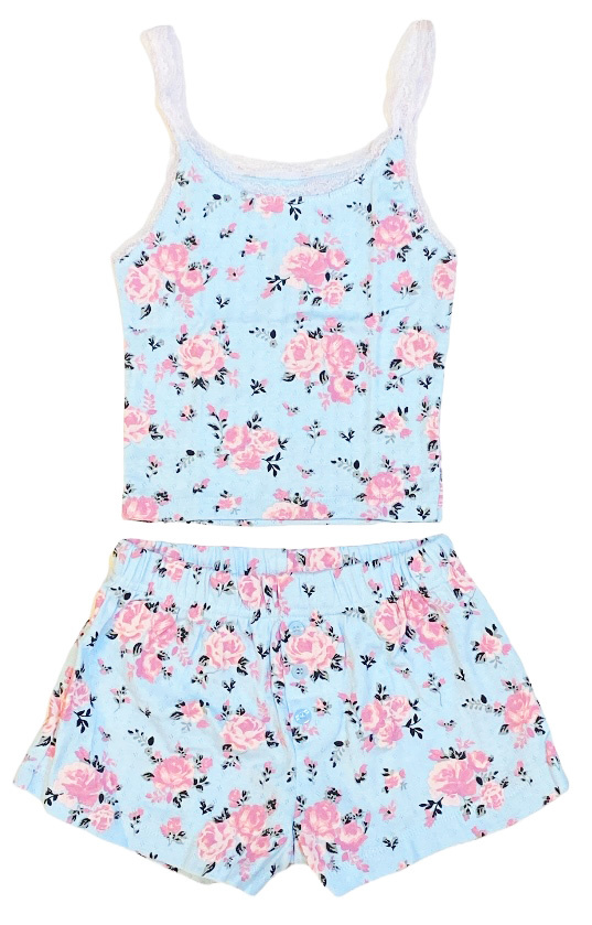FBZ Sky Blue Cab. Rose Short Set
