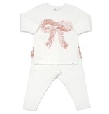 Oh Baby Pink Velvet Bow & Ruffle 2 pc set
