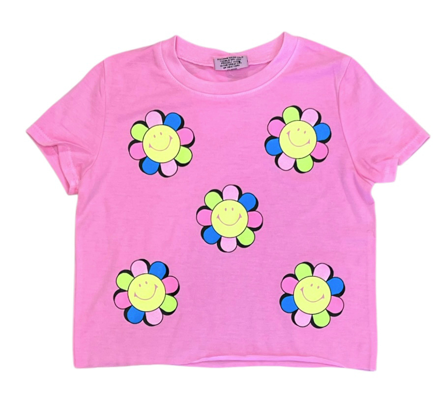 Firehouse Neon Pink Multi Daisies SS Tee