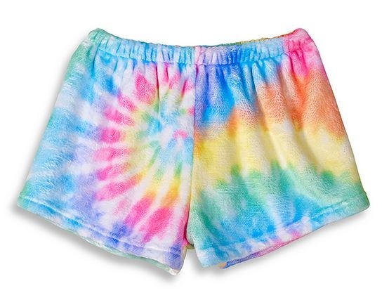 Top Trenz Cotton Candy Tie Dye Plush Lounge Shorts