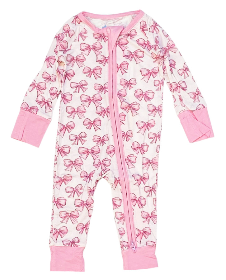 Little One Pretty in Pink Bow Footie