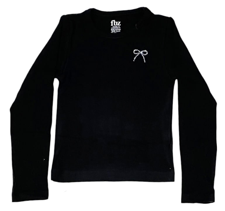 FBZ Black Crystal Bow Rib Top