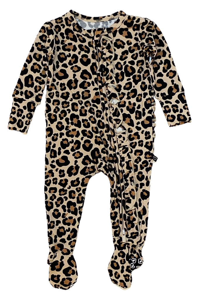 Lev Baby Leopard Ruffle Footie
