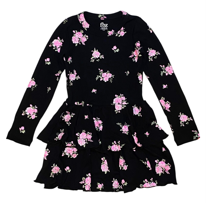FBZ Pink Roses Ruffle Dress