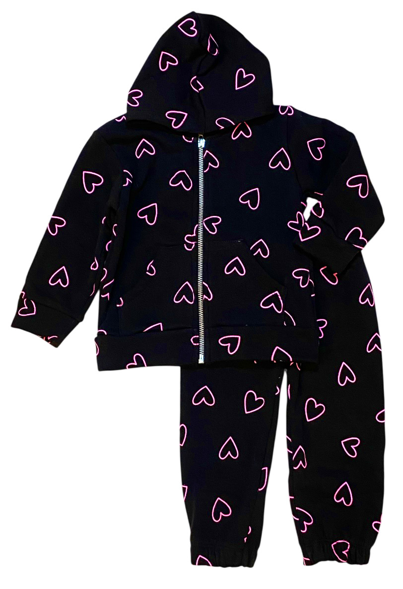 FBZ Black Pink Heart Infant Sweatsuit