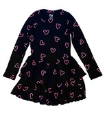 FBZ Black Pink Heart Ruffle Dress